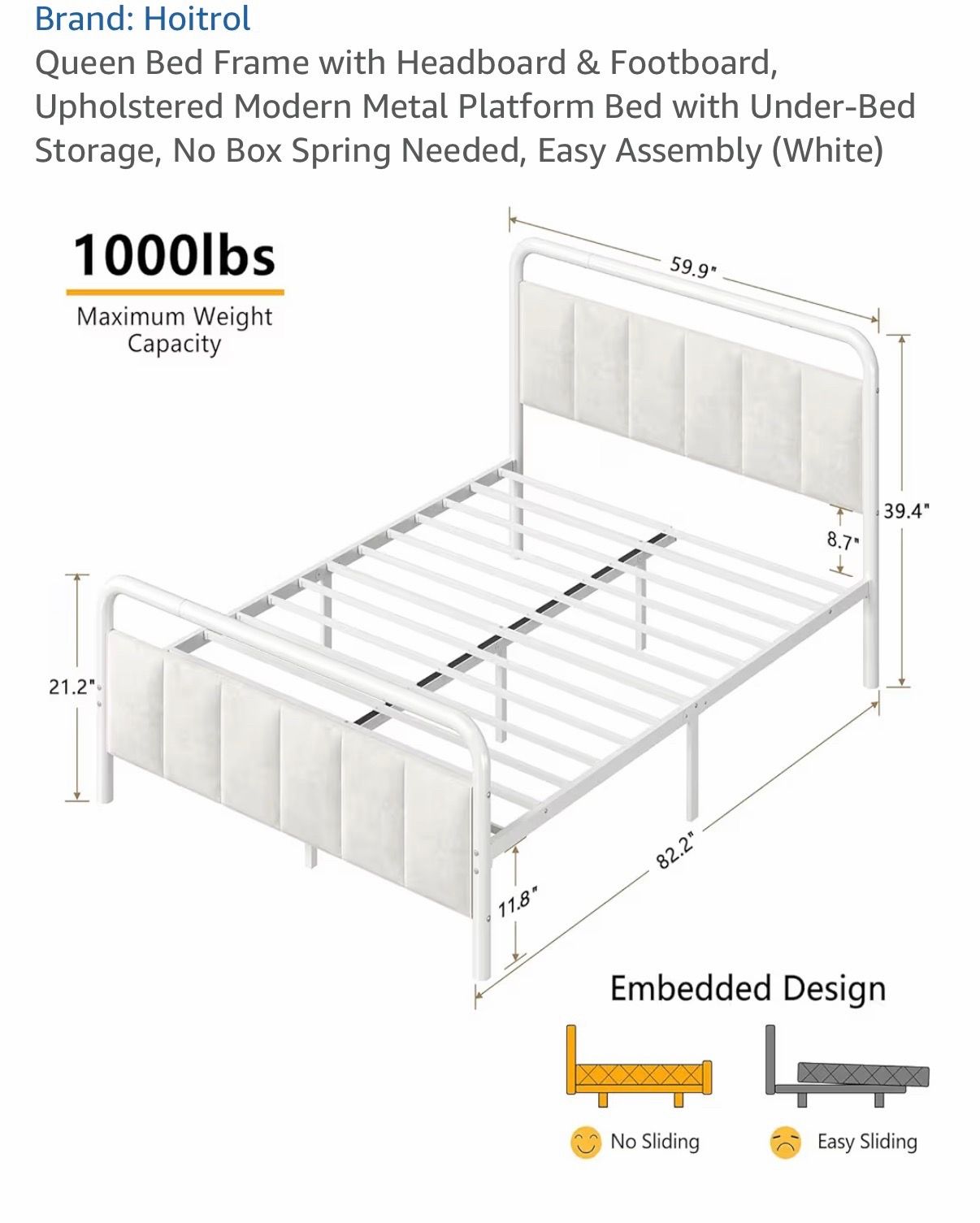 White queen Bed frame - photo 2