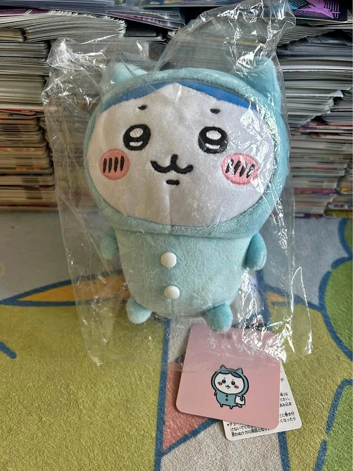 Chiikawa in blue onesie plush toy