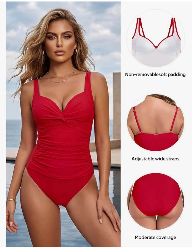 ⚽️ NWT RELLECIGA Red One-Piece Swimsuit Size L - photo 2