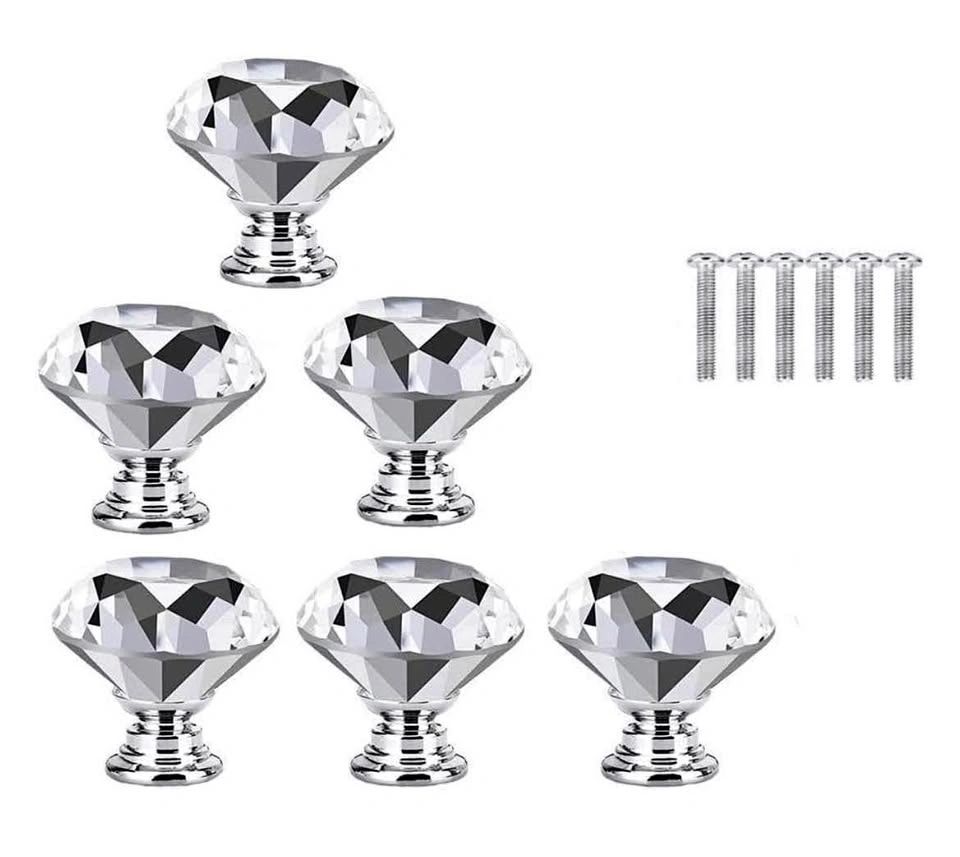 ⚽️ 6 PCS Crystal Glass Drawer Knobs Handles
