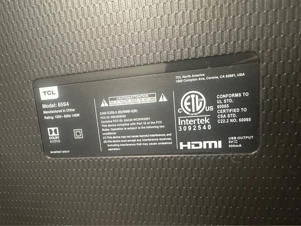 65" TCL 4-Series 4K Smart TV (Model 65S4 - For Parts/Repair) - photo 3