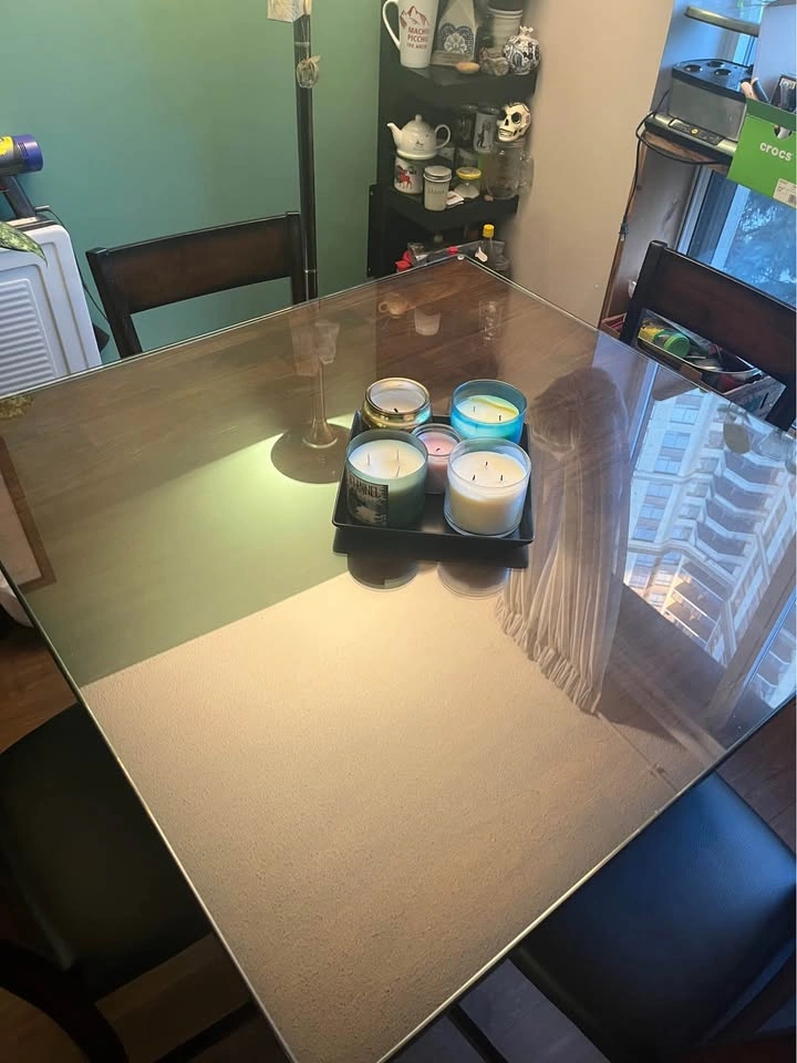 Counter-Height Dining Table with 4 Chairs and Glass Top - photo 2