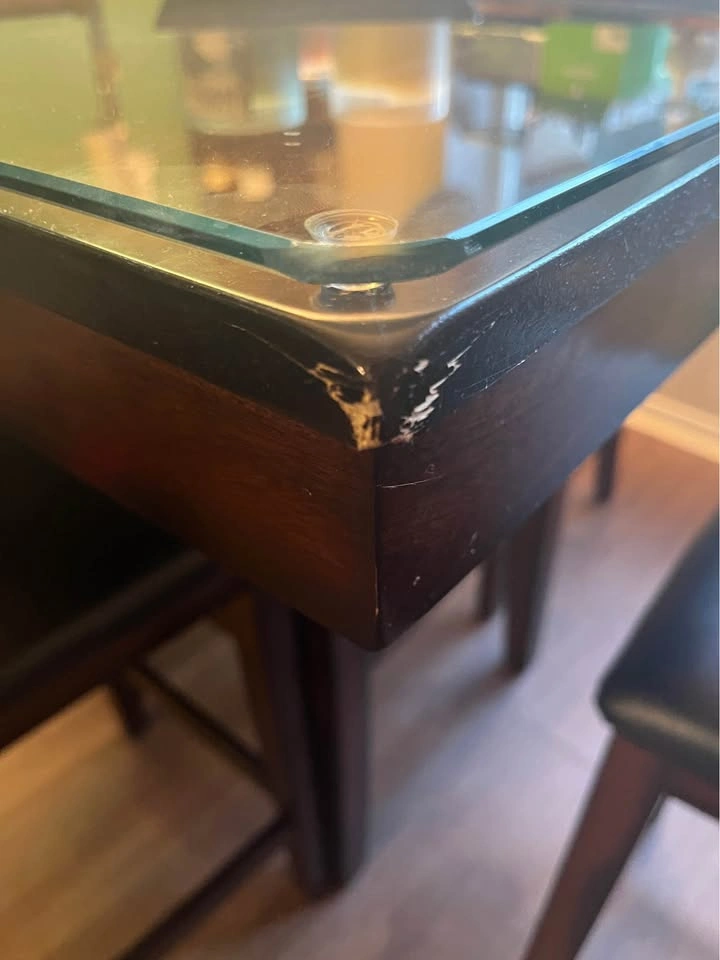 Counter-Height Dining Table with 4 Chairs and Glass Top - photo 3