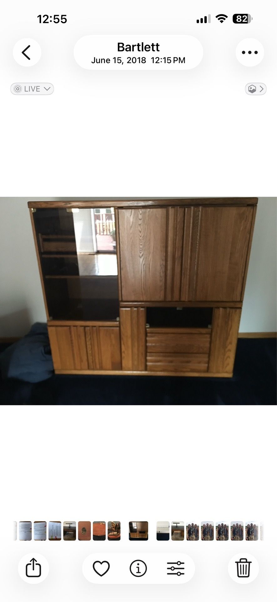 Solid Oak Entertainment Center with lots of storage