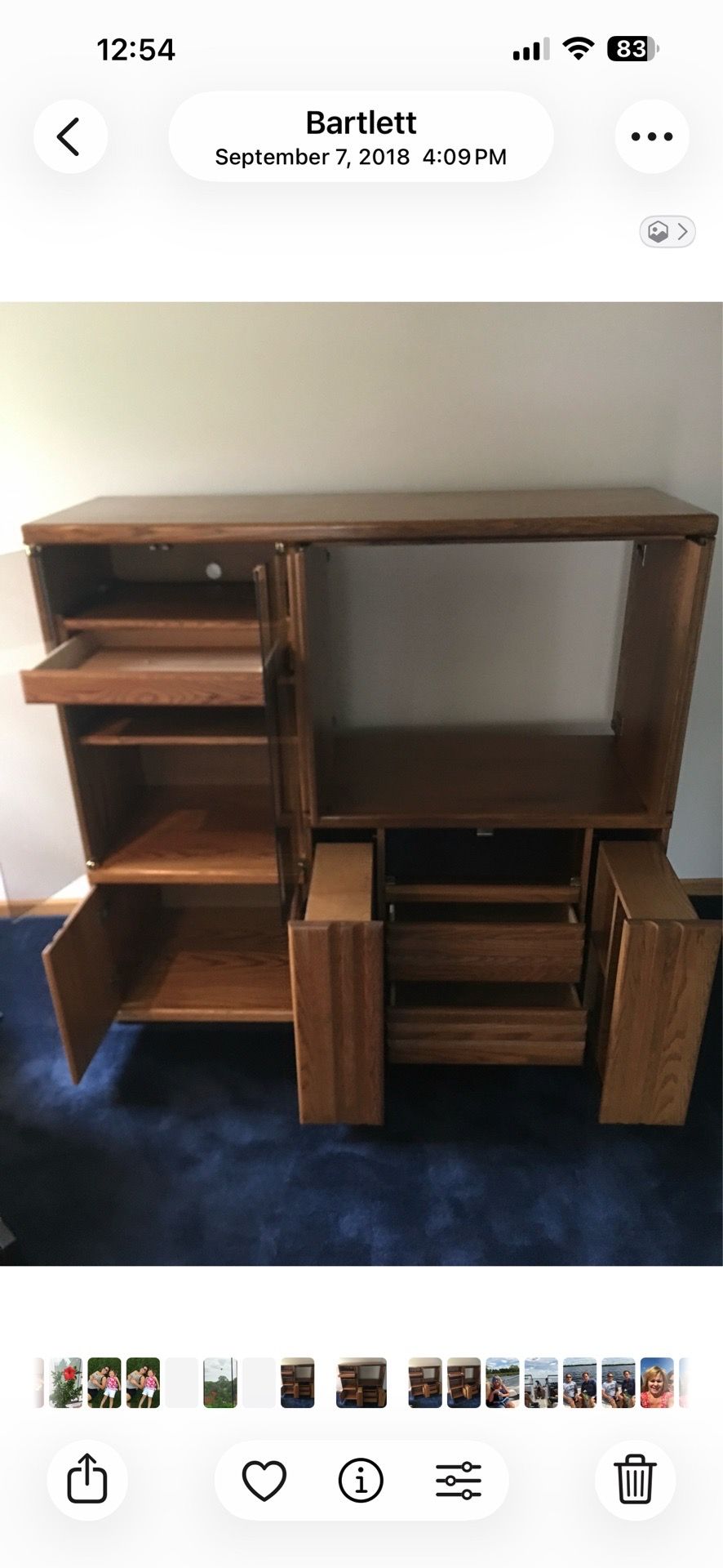 Solid Oak Entertainment Center with lots of storage - photo 2