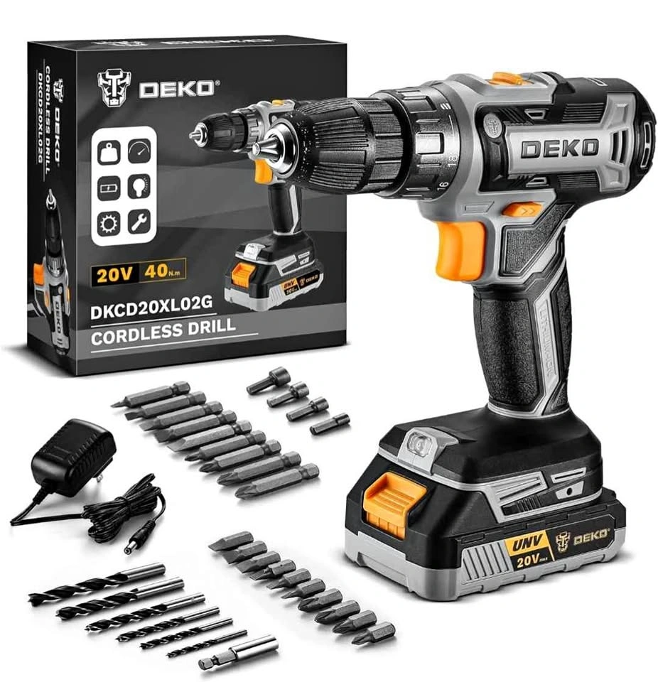 DEKOPRO 20V Cordless Drill Set – Brand New