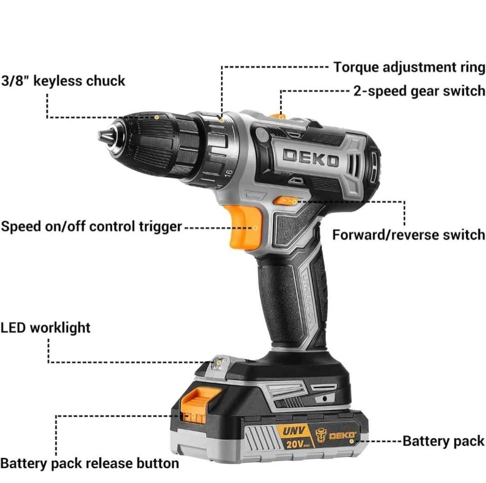 DEKOPRO 20V Cordless Drill Set – Brand New - photo 2
