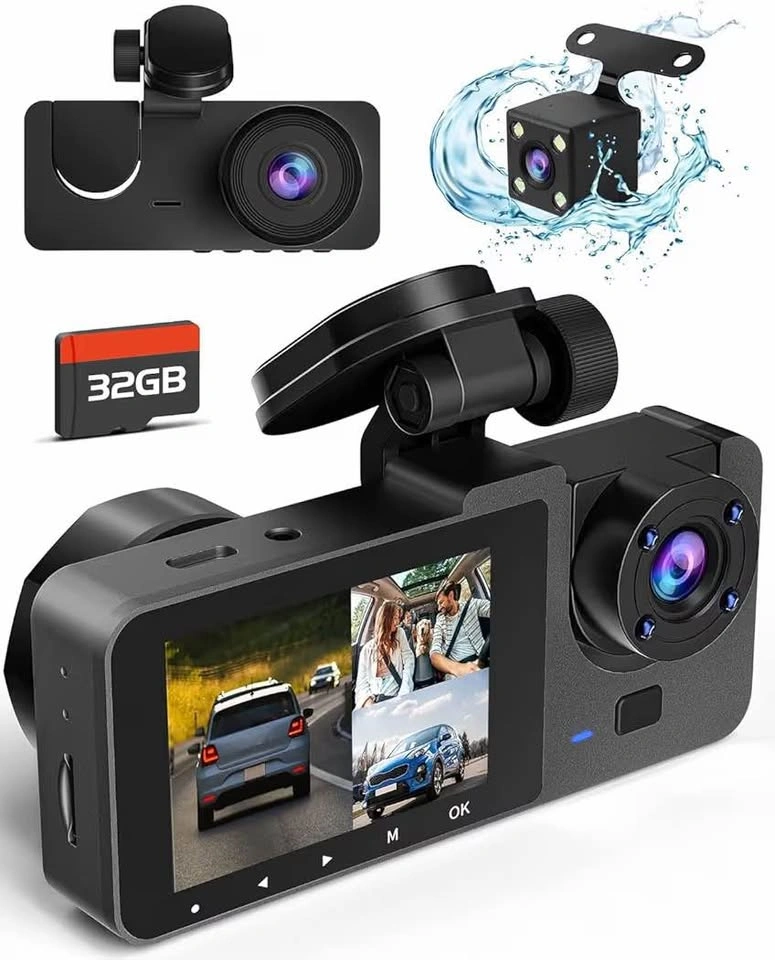 3 Channel Dash Camera (4k, 32GB SD Card, Front/Inside/Rear) - photo 2