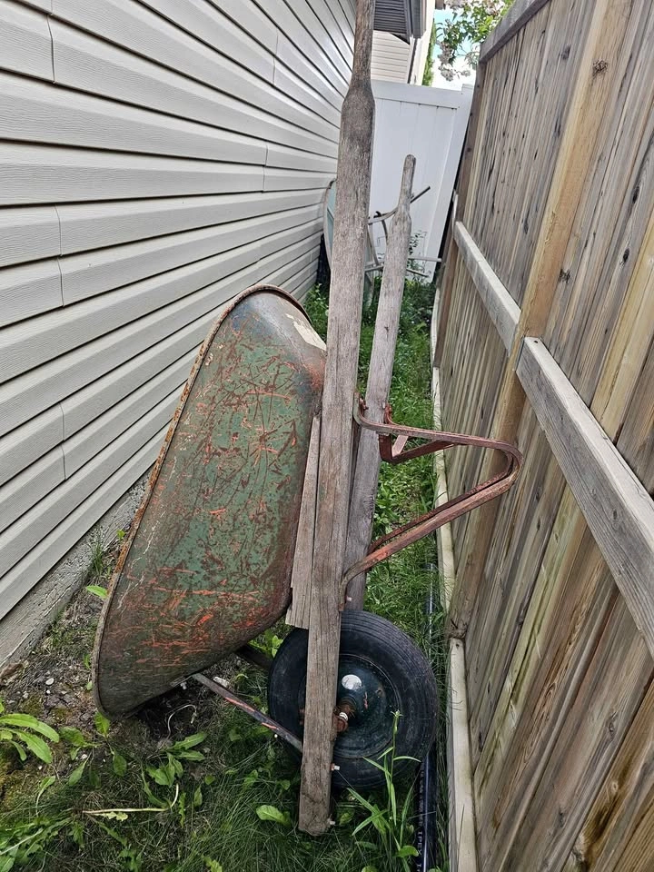 A large heavy duty wheelbarrow