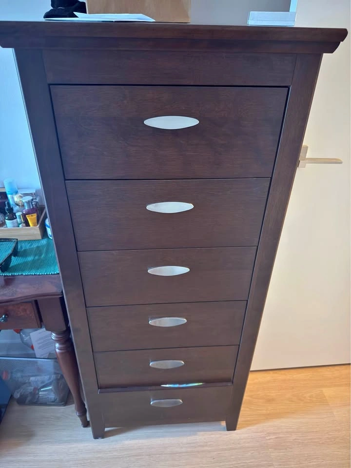 Dark Wood 6-Drawer Tall Chest