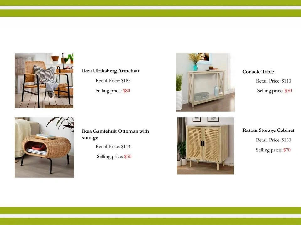 Selling out furniture