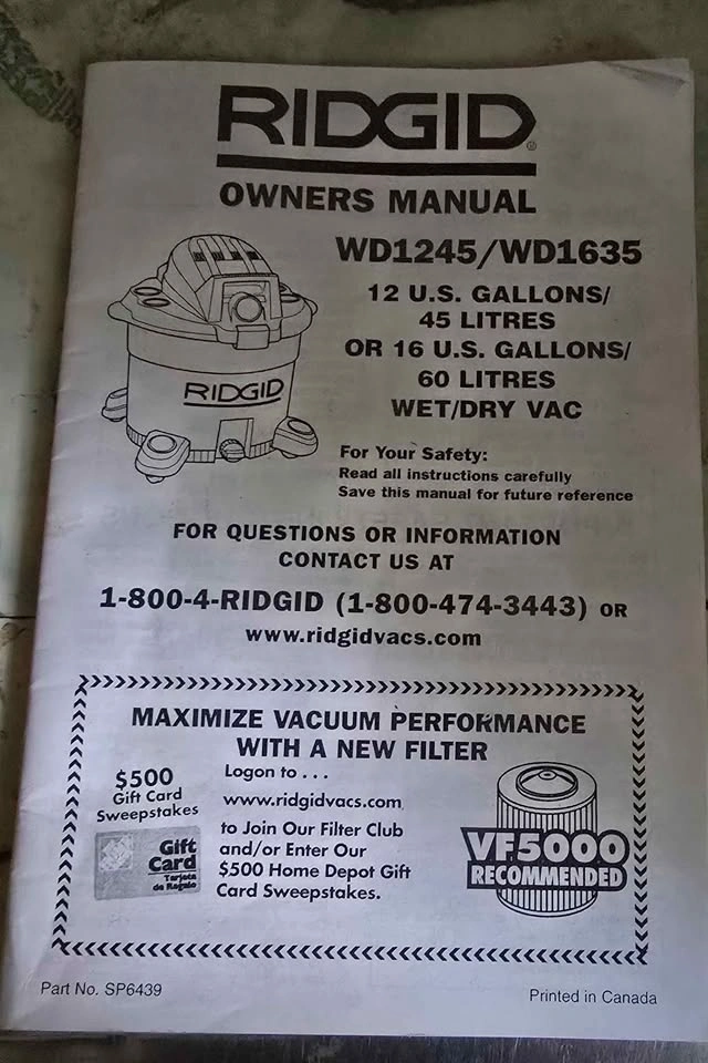 Ridgid 5.0 Peak HP 45 Liter Wet Dry Vac - photo 4