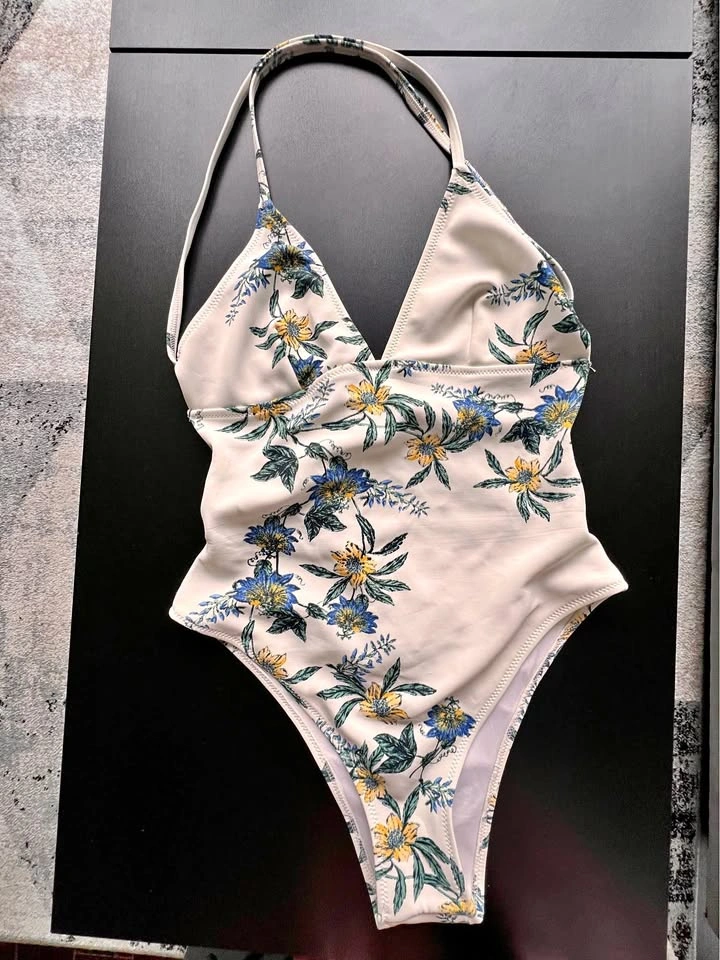 Some Days Lovin Floral Halter One-Piece Swimsuit Small