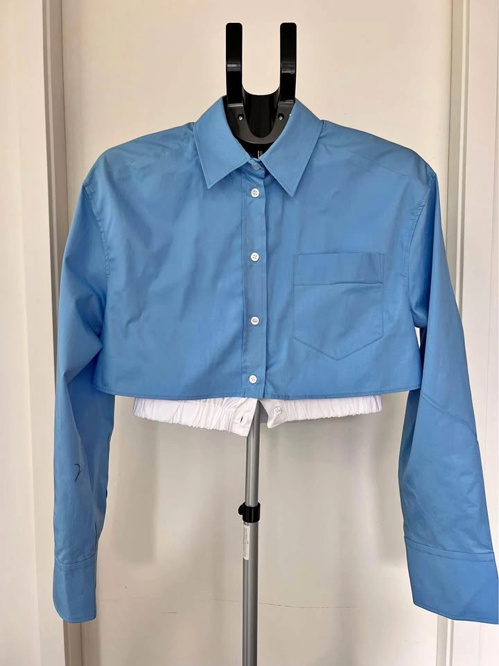 ZARA blue cropped shirt S