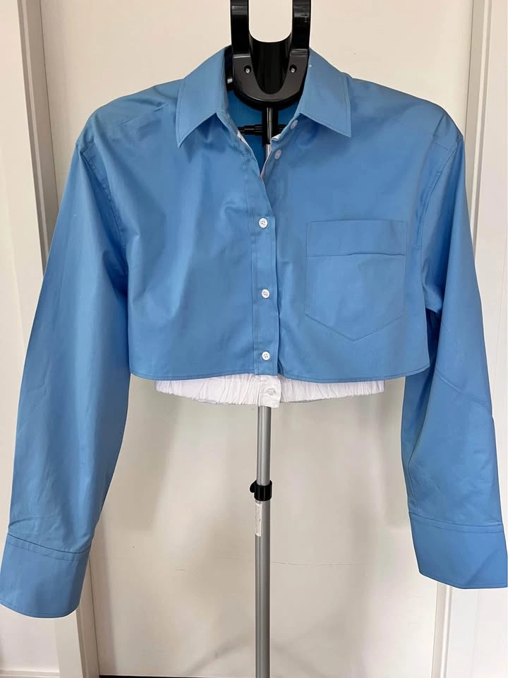 ZARA blue cropped shirt S - photo 3