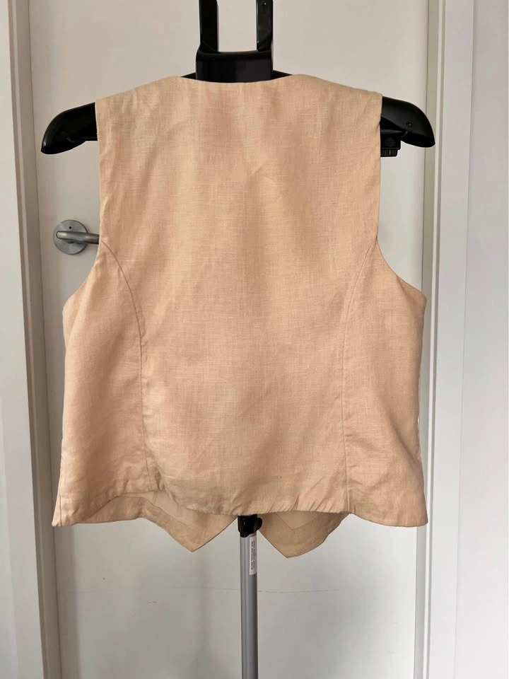 J Crew Linen Beige button down vest - photo 2