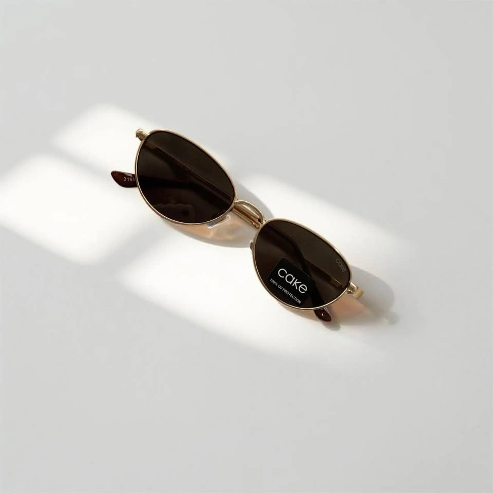 CAKE Eyewear Gold Oval Sunglasses - New - photo 3