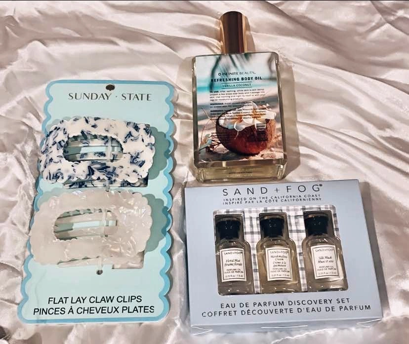 Sunday State Hair Clips, Sand + Fog Perfume, and Body Oil