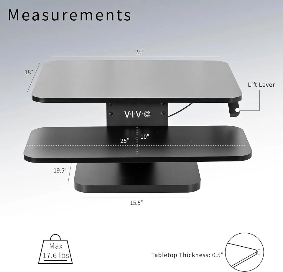 VIVO compact Sit Stand Tabletop Monitor Riser Workstation
