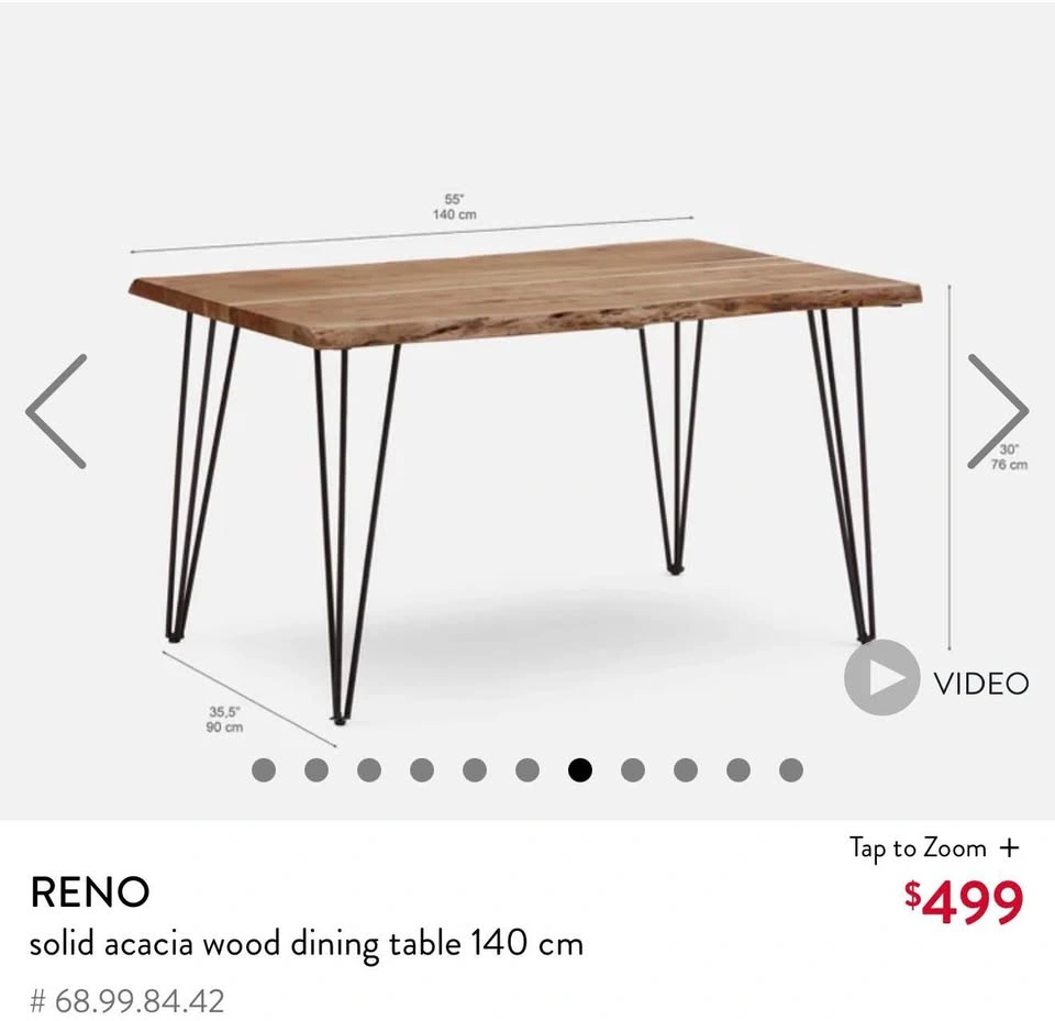 Structube RENO Solid Acacia Wood Dining Set (Table + 4 Chairs) - photo 4