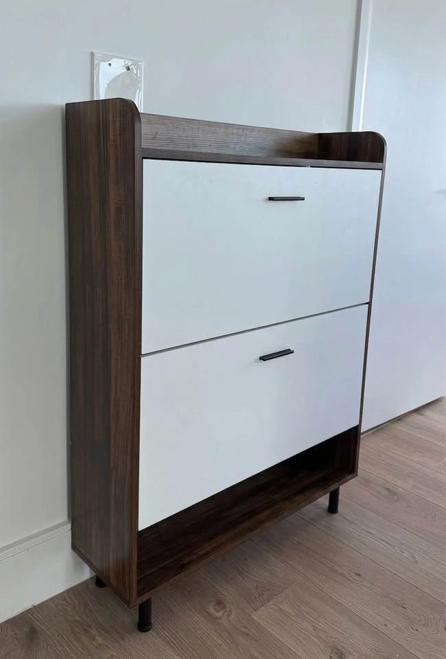 Tribesigns Slim Shoe Cabinet Vintage (Brown/White) - photo 2