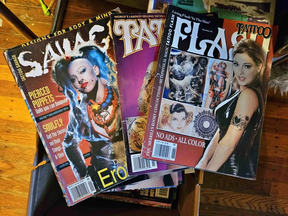 Vintage Tattoo Magazine Lot - Tattoo Savage, Tattoo, and Flash