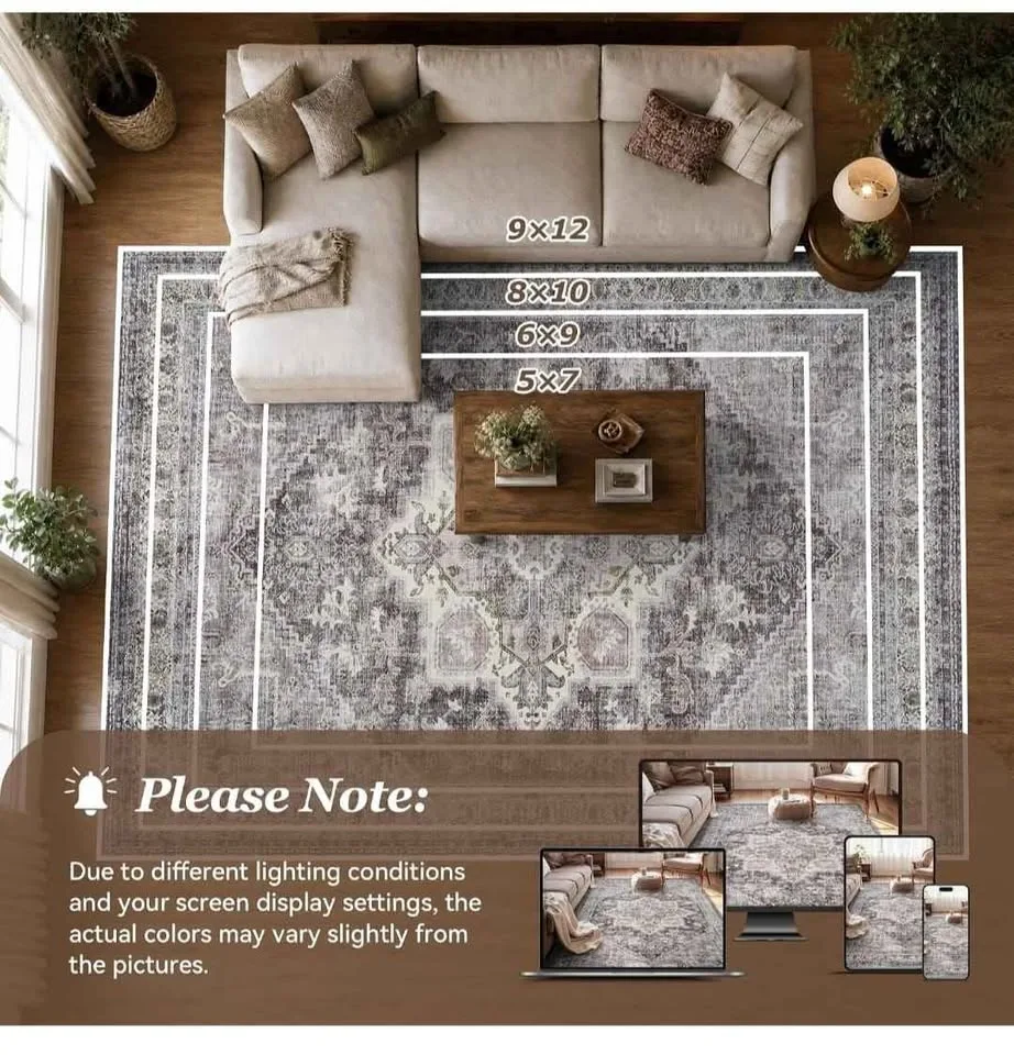 Brand New 8x10 Grey Vintage Floral Medallion Area Rug - photo 3