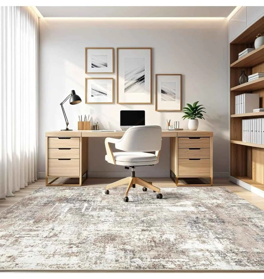 9x12 Washable Abstract Modern Area Rug - Brown Grey - photo 2