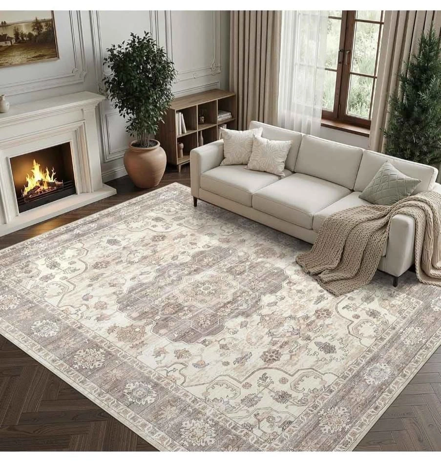 Washable Area Rug 9x12 Vintage Farmhouse Style - photo 2