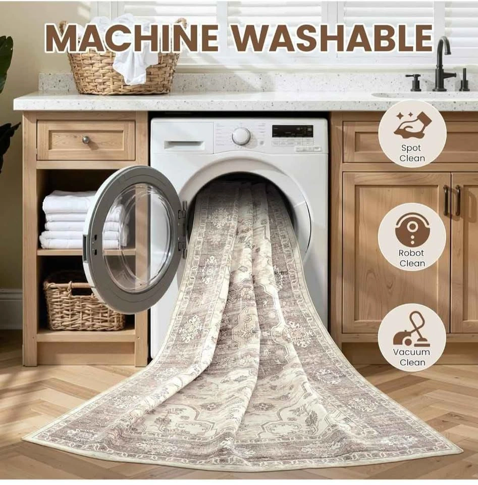 Washable Area Rug 9x12 Vintage Farmhouse Style - photo 4