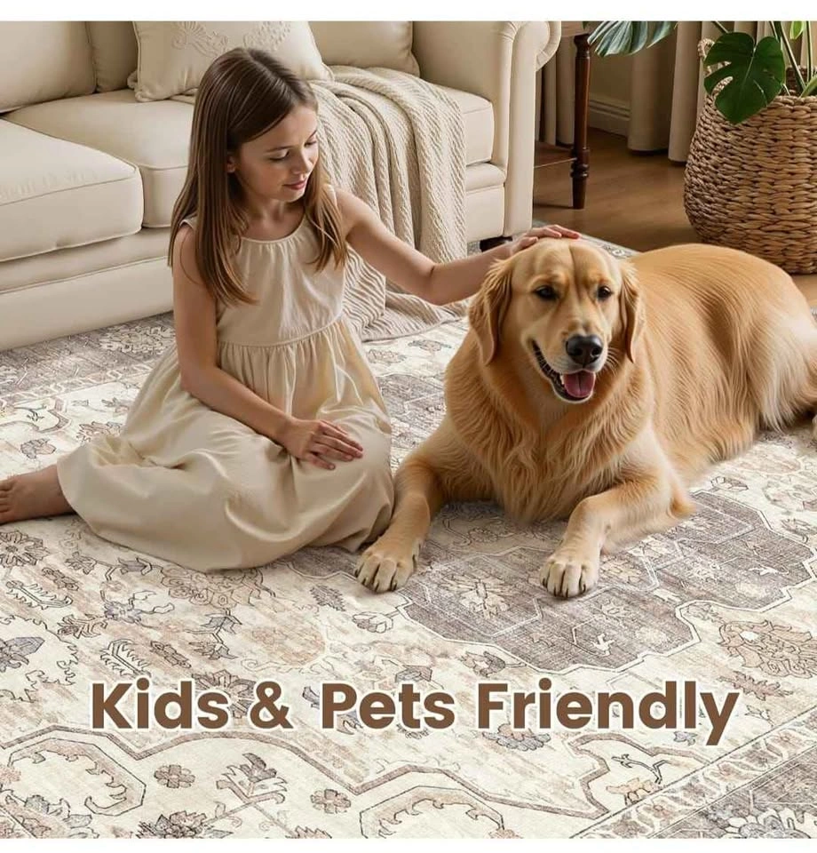 Washable Area Rug 9x12 Vintage Farmhouse Style - photo 5