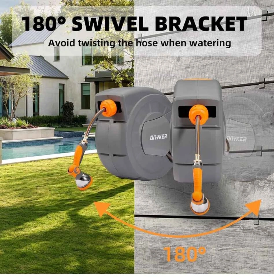 Retractable Garden Hose Reel 65ft Wall Mounted - photo 2