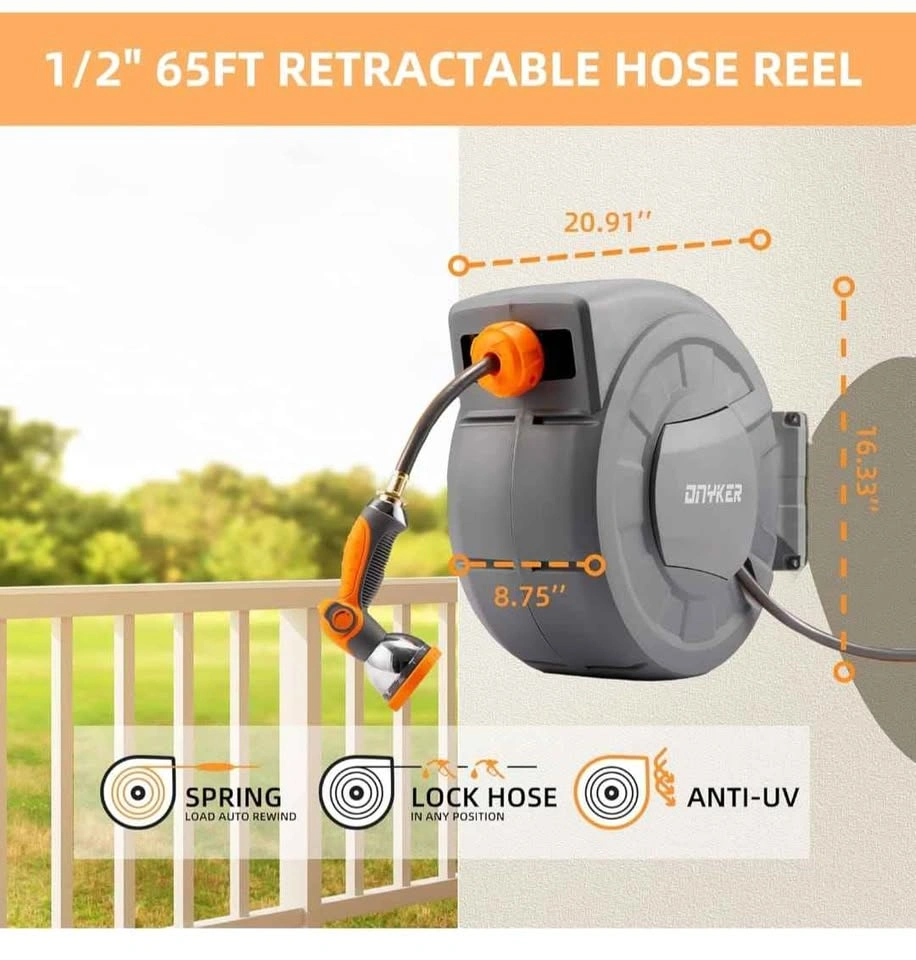 Retractable Garden Hose Reel 65ft Wall Mounted - photo 3