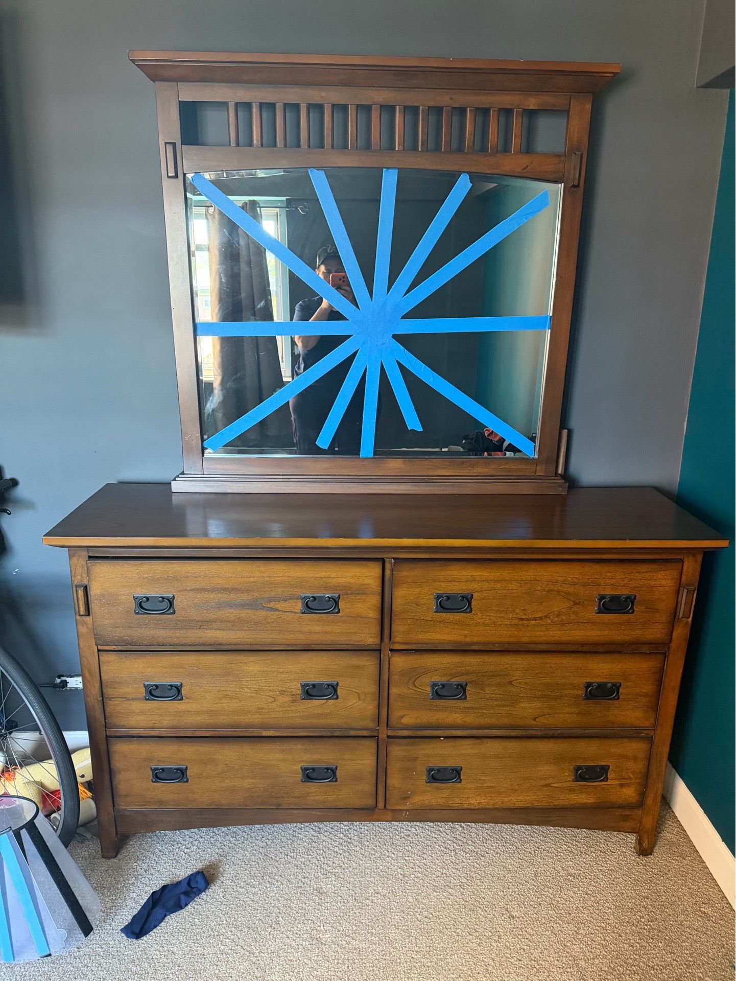 6-Drawer Dresser with Mirror – Mission/Craftsman Style
