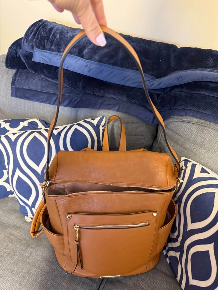 Cognac Commuter Backpack - Poppy & Peonies - photo 3