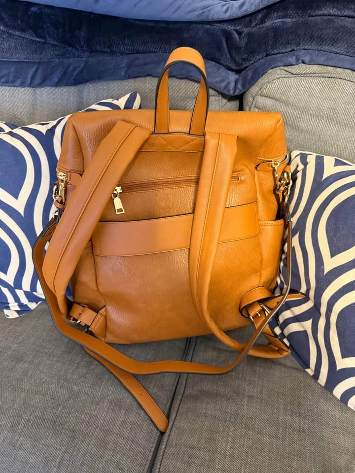 Cognac Commuter Backpack - Poppy & Peonies - photo 5