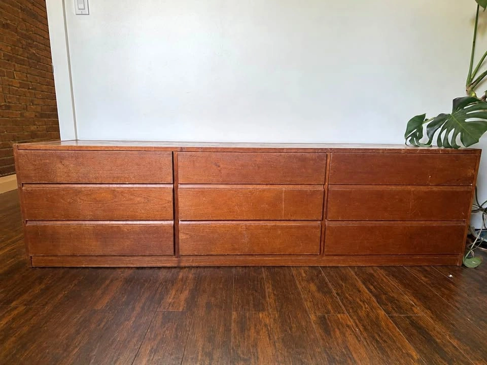 Vintage Mid-Century Modern Long Lowboy Dresser / Console