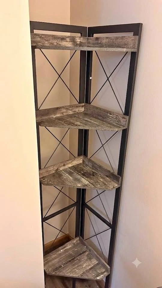 Industrial 5-Tier Corner Shelf / Corner Bookshelf