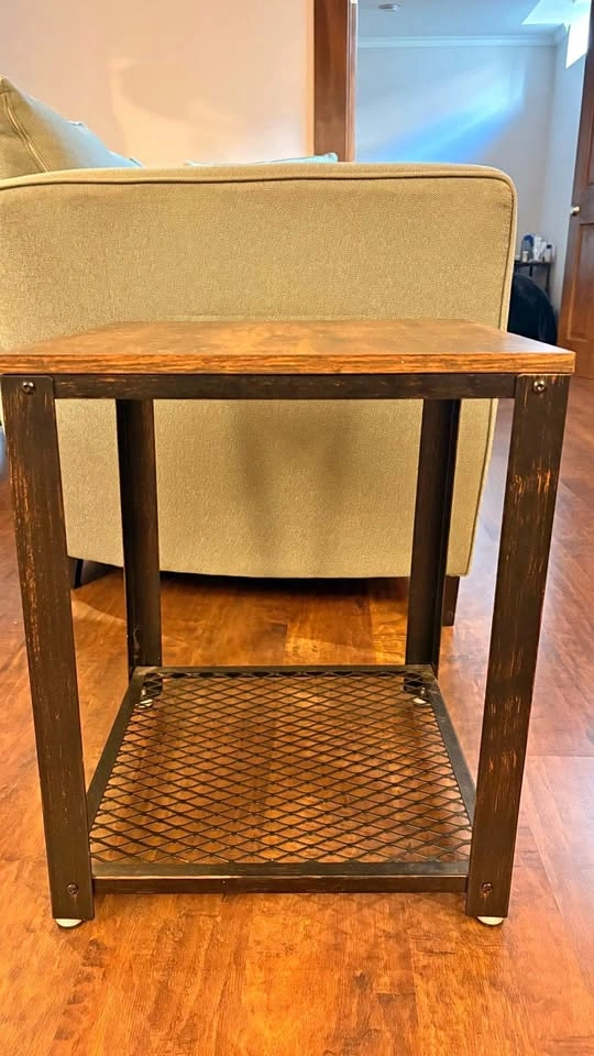 Industrial Side Table / End Table with Storage Shelf