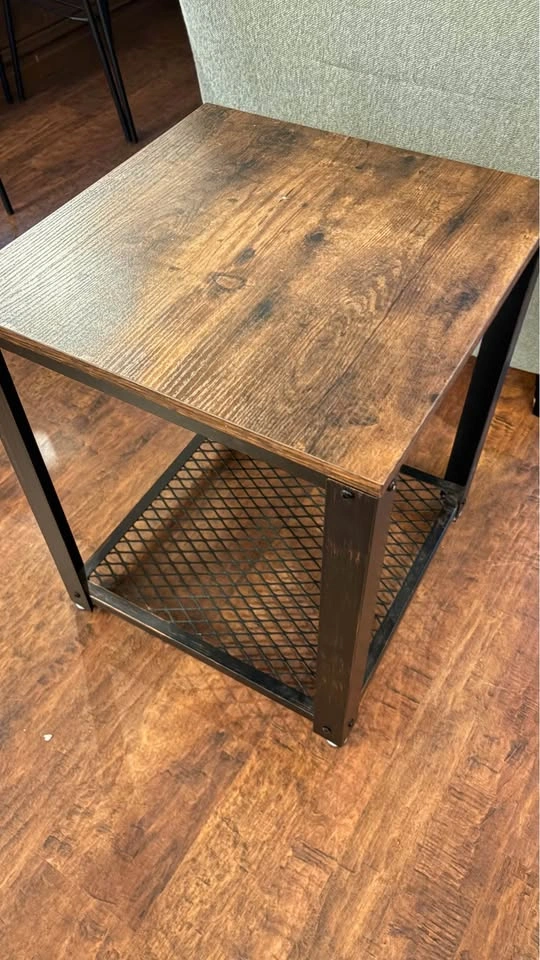 Industrial Side Table / End Table with Storage Shelf - photo 2