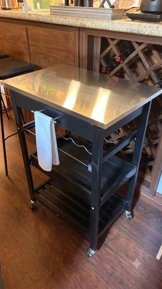 Rolling Kitchen Cart / Coffee Bar Cart – Stainless Steel Top - photo 2