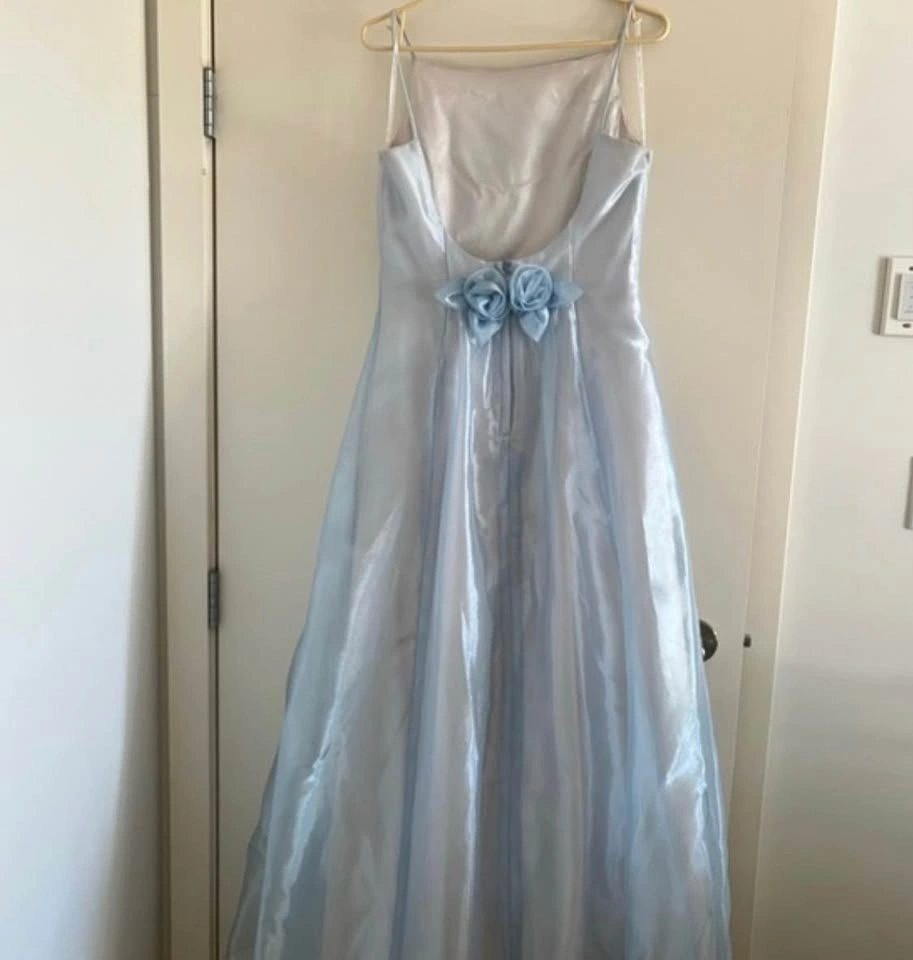 Vintage Scott McClintock Y2K Elegant Light Blue Satin Gown - photo 3