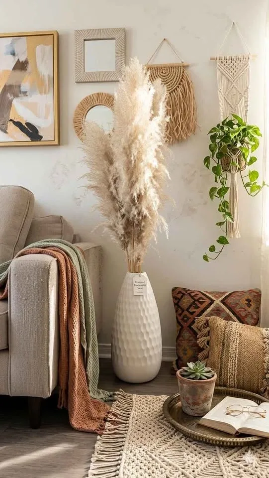 White Textured Ceramic Floor Vase