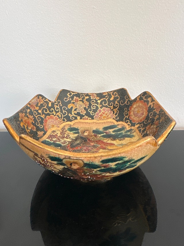 Satsuma vintage gilded enamel centerpiece bowl