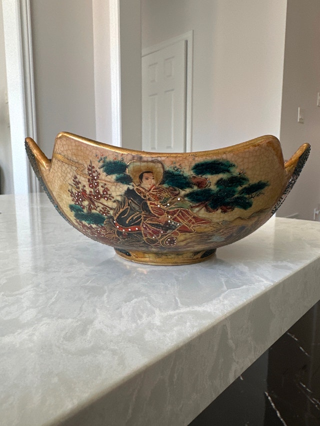 Satsuma vintage gilded enamel centerpiece bowl - photo 4