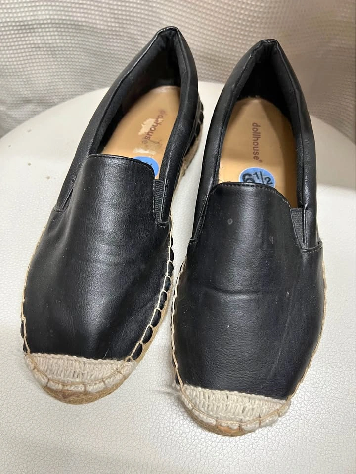 ⚽ Faux leather Flat Espadrille