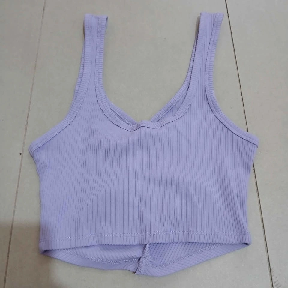 ⚽ Purple Ribbed Cropped Tank Top - photo 2