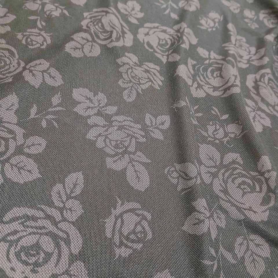 ⚽ Black Long Sleeve Rose Print Mesh Top - photo 2