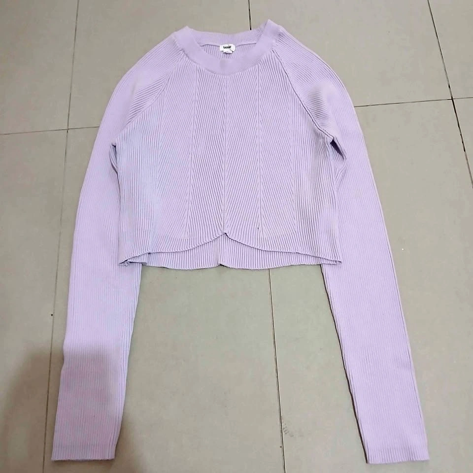 ⚽ Lavender Ribbed Cropped Sweater