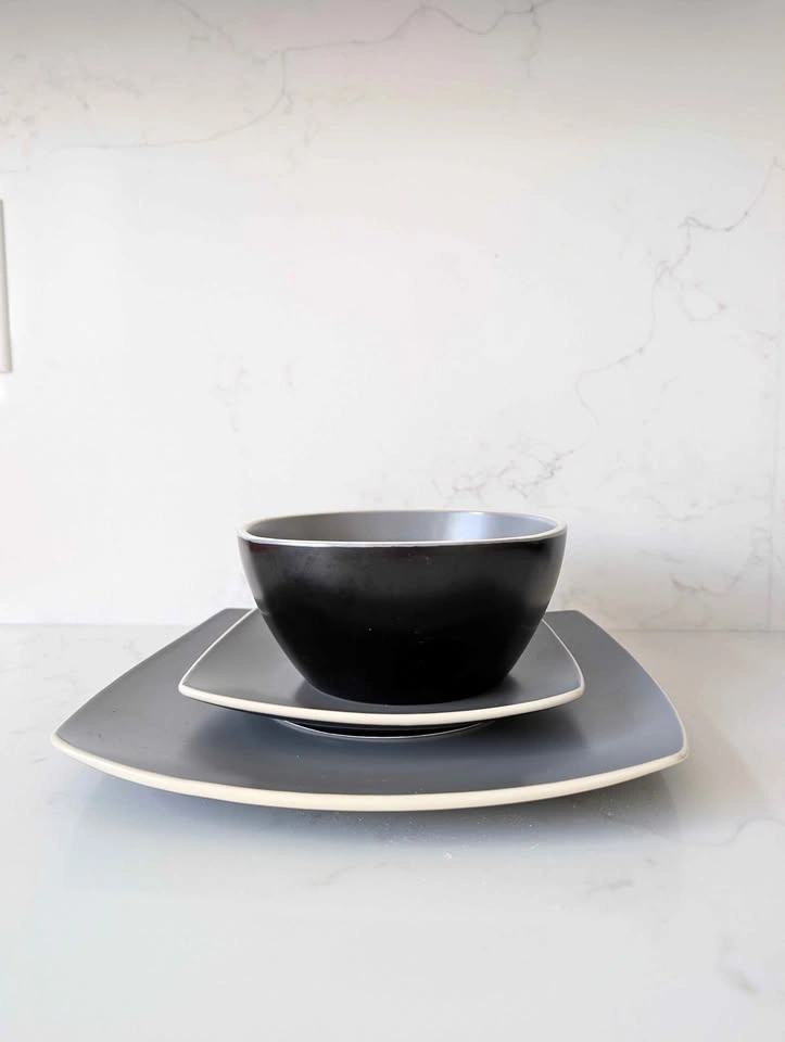 Matte Grey Square Dinnerware Set for 8